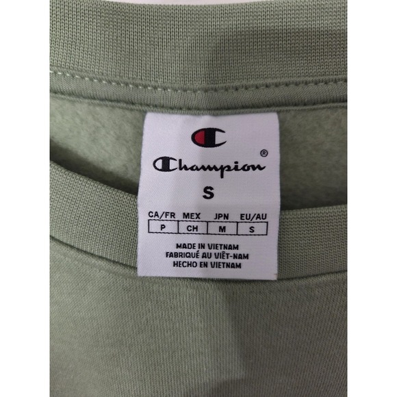 Champion Women's Crewneck Soft Comfort Fleece Sweatshirt Green, Small - Picture 2 of 4